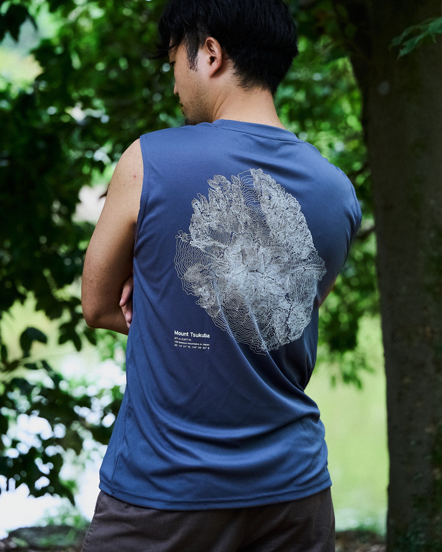 筑波山等高線スリーブレスTシャツ|DRY