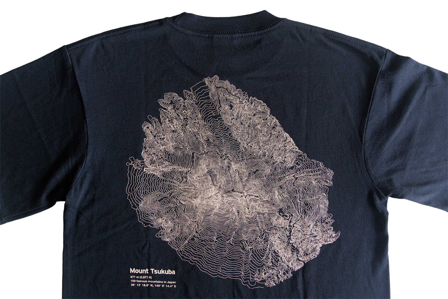 Tシャツ 筑波山 等高線 黒