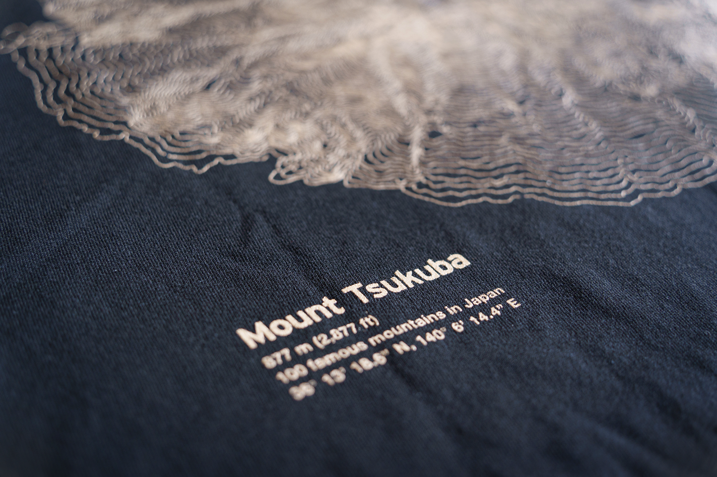 Tシャツ 筑波山 等高線 黒