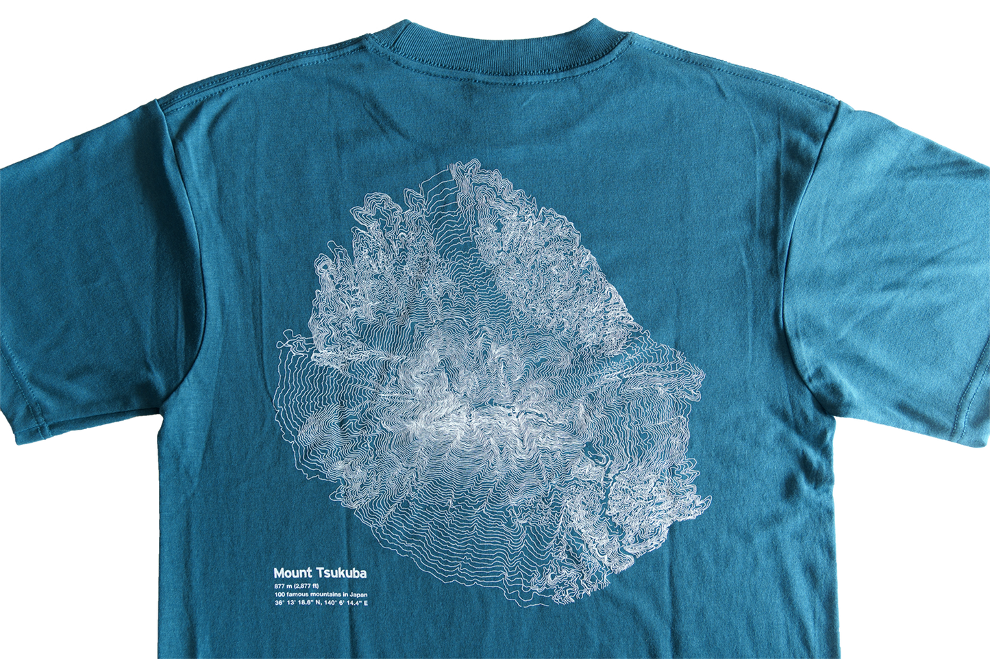 Tシャツ 筑波山 等高線 青