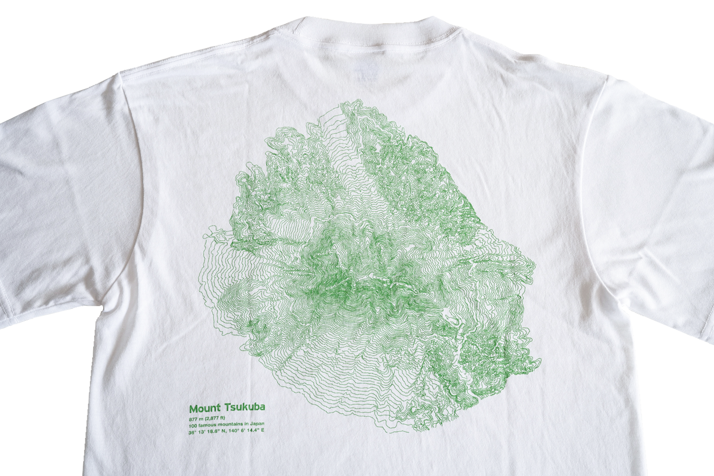 筑波山 等高線 Tシャツ 白 速乾
