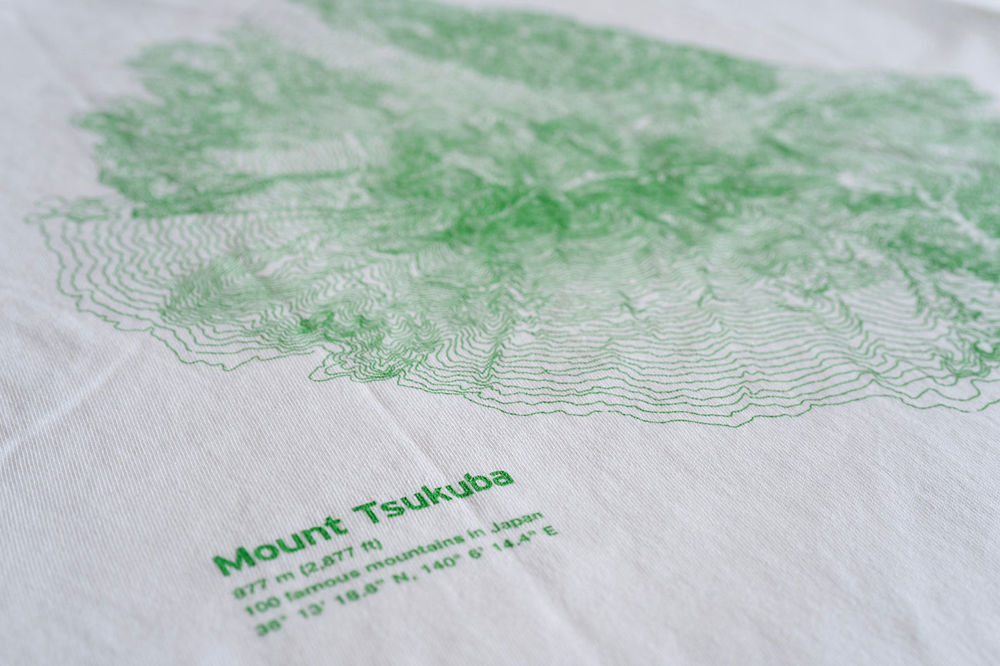 筑波山 等高線 Tシャツ 白 速乾