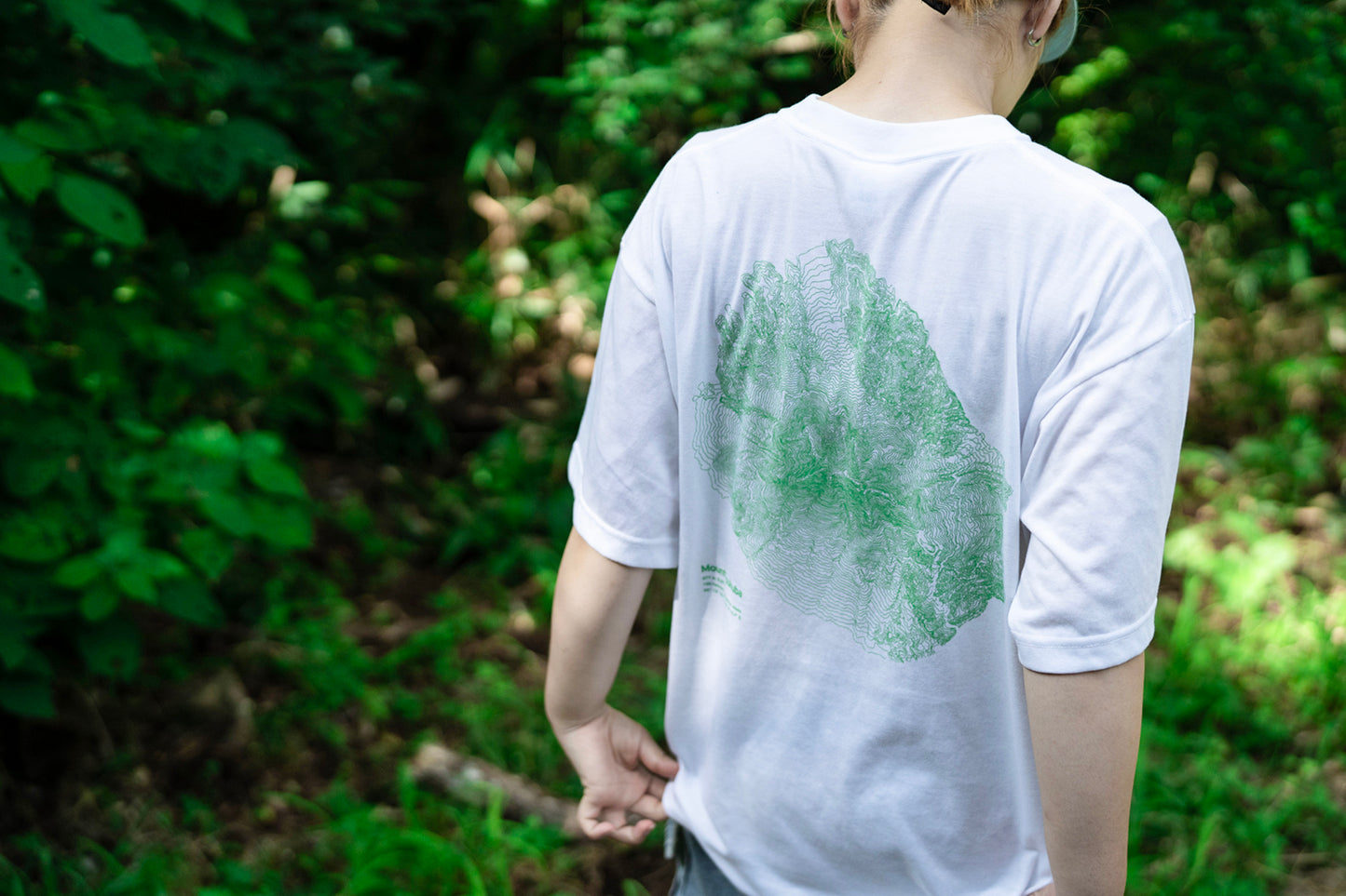 筑波山 等高線 Tシャツ 白 速乾