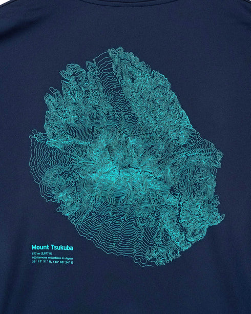 筑波山等高線Tシャツ ネイビー 裏