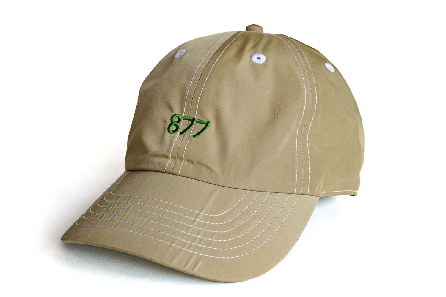 877 ポリエステル Cap / ベージュ×グリーン