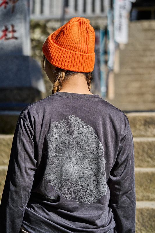 等高線 Long Sleeve T-shirt / ダークグレー