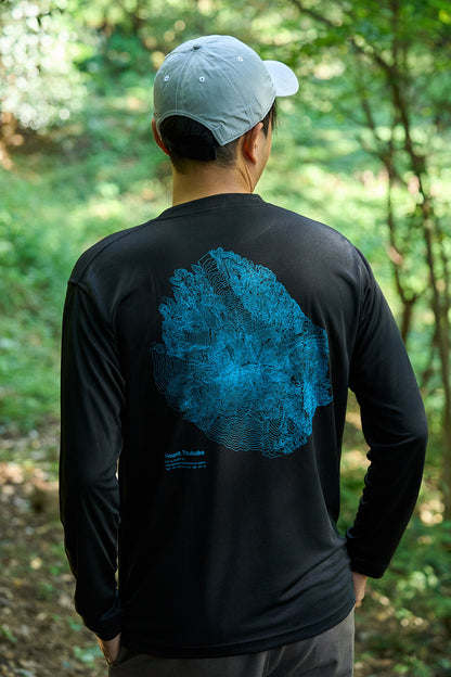 等高線 Long Sleeve T-shirt / ブラック