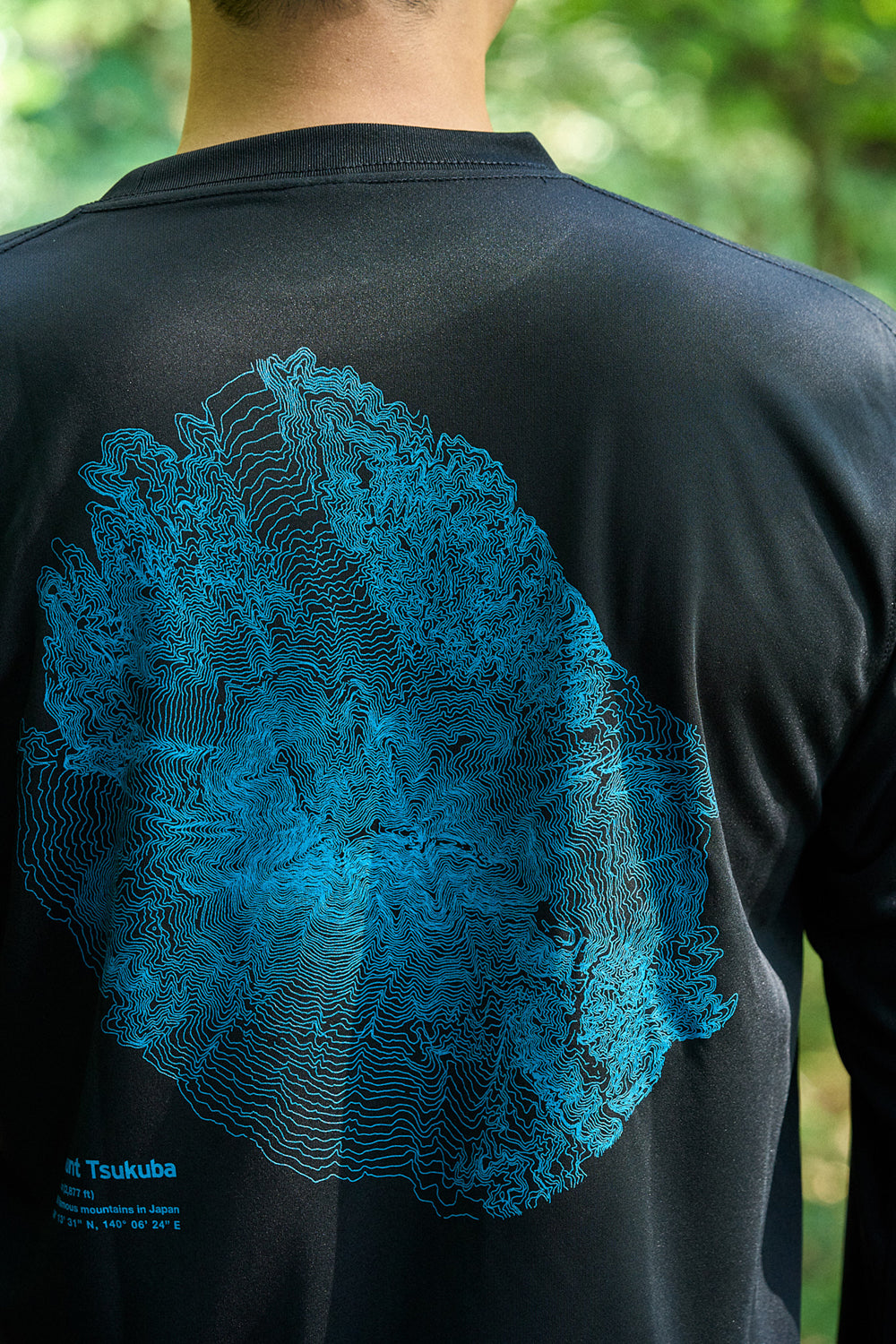 等高線 Long Sleeve T-shirt / ブラック