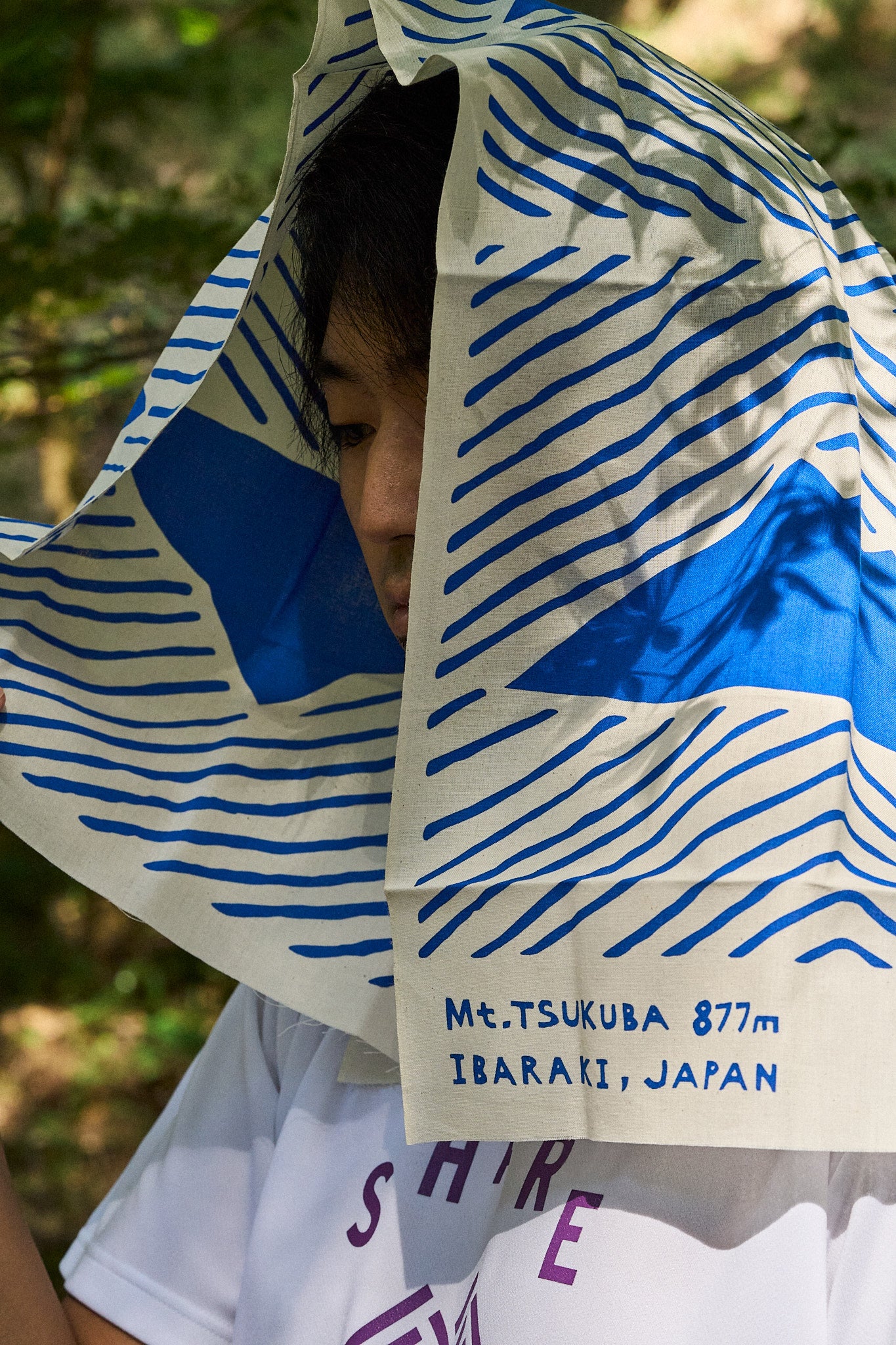 筑波山手ぬぐい　三方よし / 青