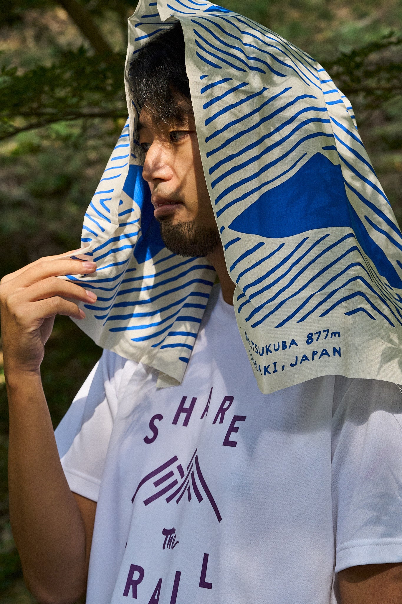 筑波山手ぬぐい　三方よし / 青