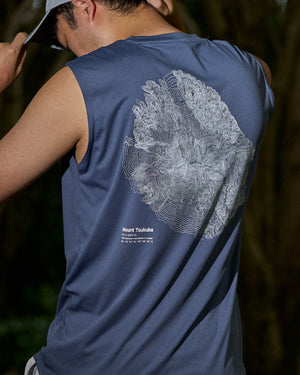 筑波山等高線スリーブレスTシャツ｜DRY