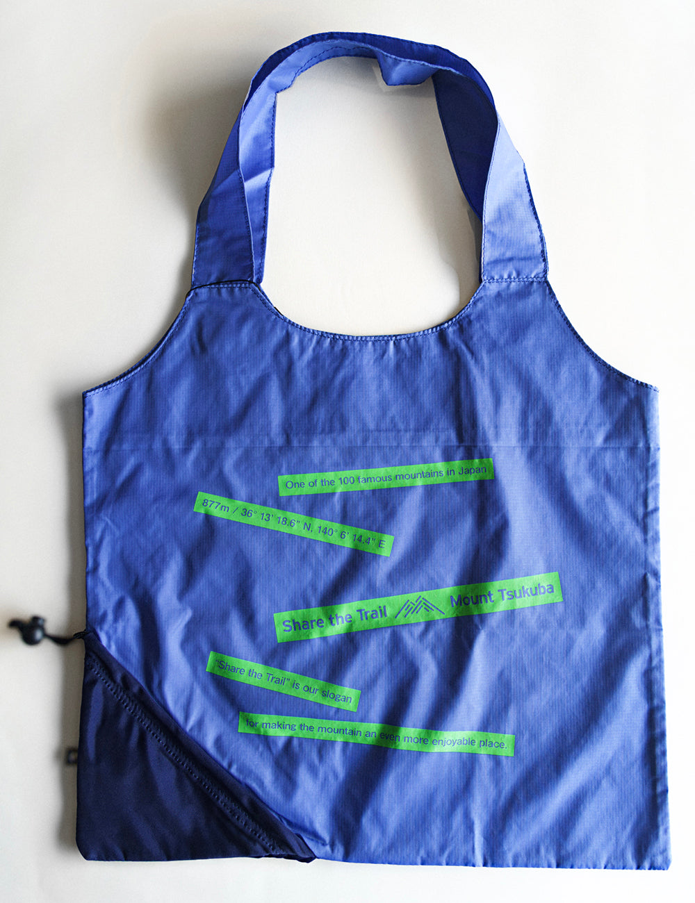 Mt.Tsukuba ポリエステルマイバッグ / ブルー×ネオングリーン
