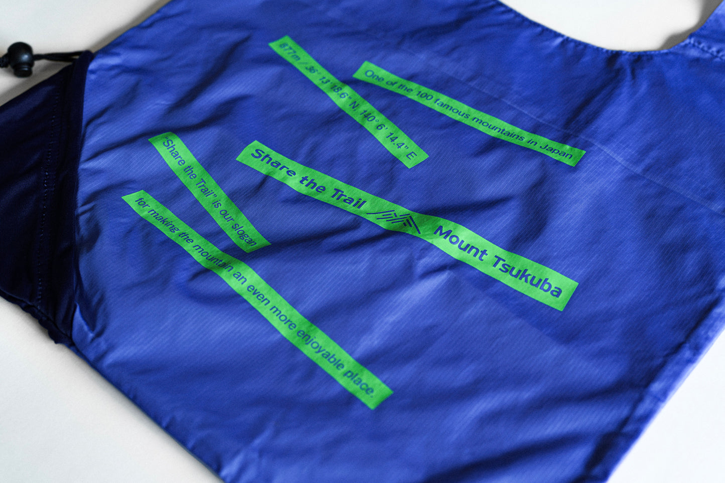 Mt.Tsukuba ポリエステルマイバッグ / ブルー×ネオングリーン