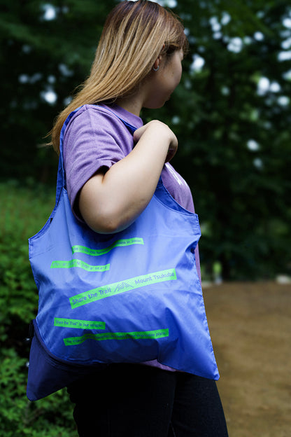 Mt.Tsukuba ポリエステルマイバッグ / ブルー×ネオングリーン