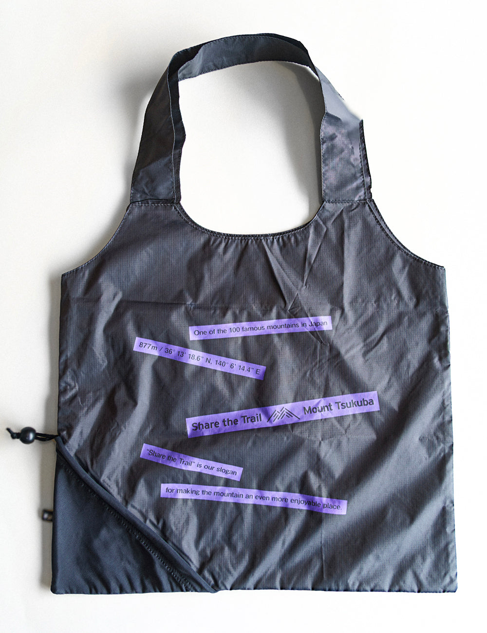 Mt.Tsukuba ポリエステル トートバッグ / ダークグレー×パープル 正面