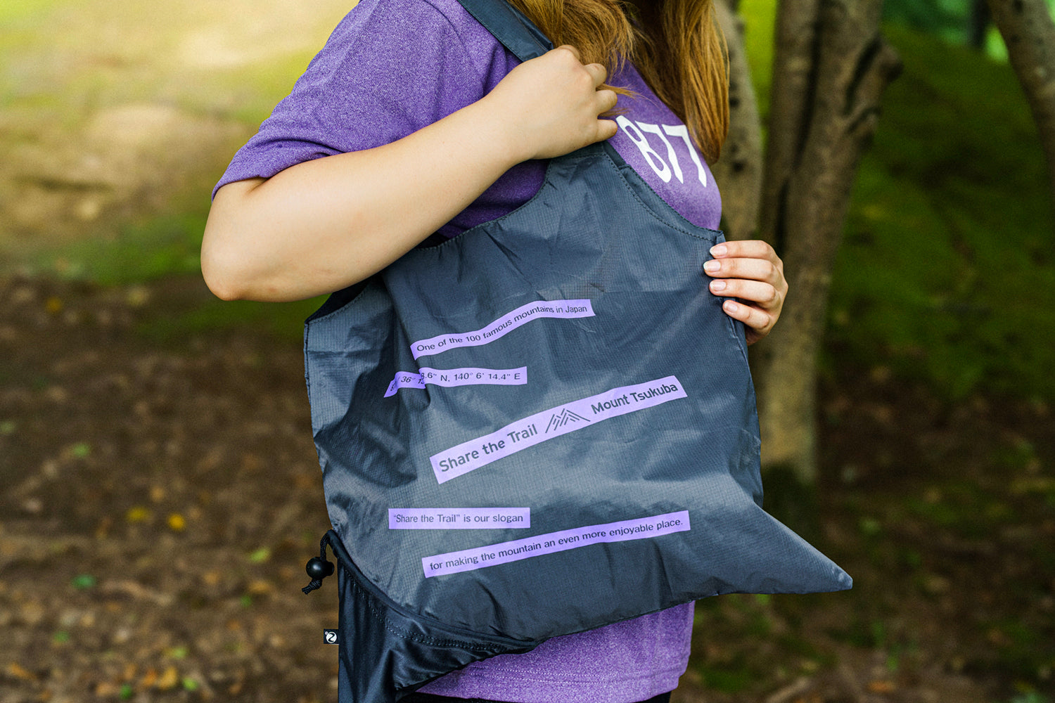 Mt.Tsukuba ポリエステル トートバッグ / ダークグレー×パープル