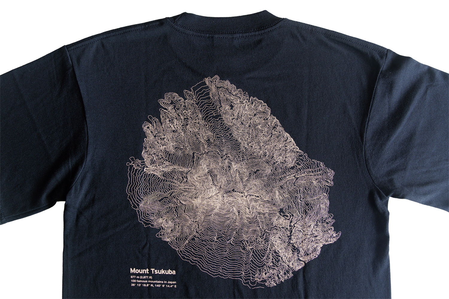 Tシャツ 筑波山 等高線 黒