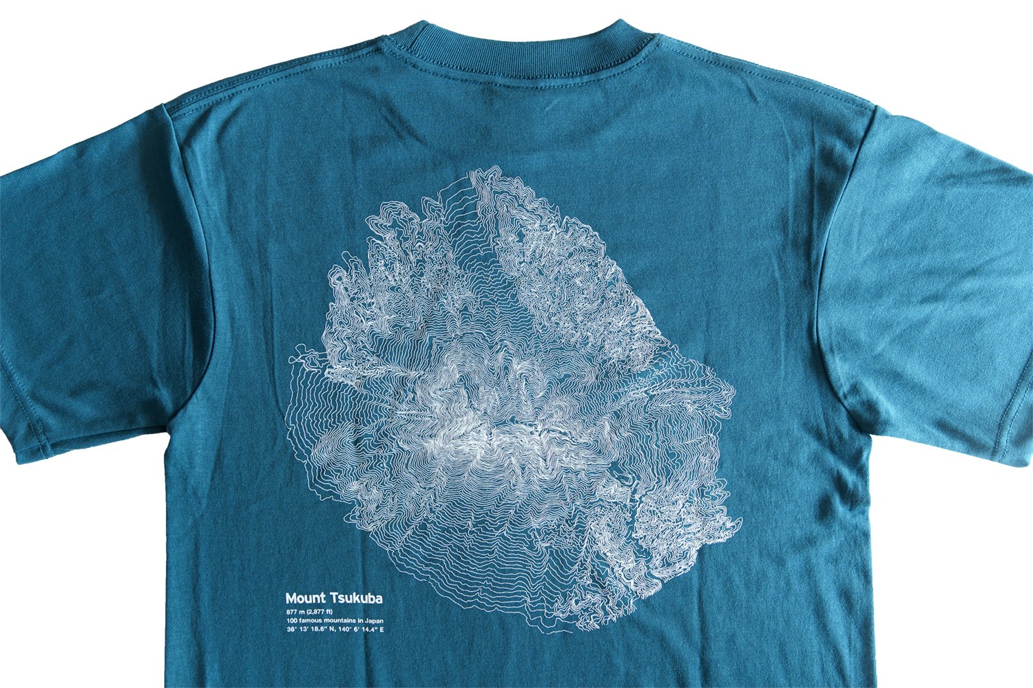 Tシャツ 筑波山 等高線 青