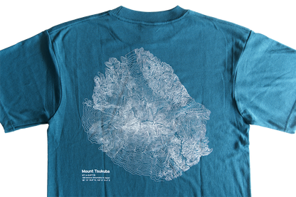 Tシャツ 筑波山 等高線 青