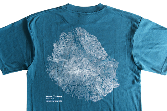 Tシャツ 筑波山 等高線 青