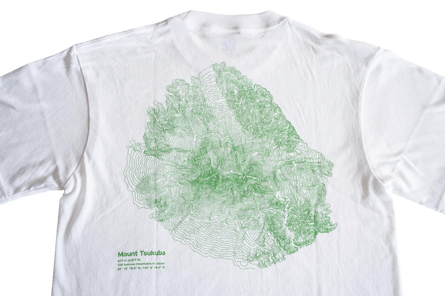 筑波山 等高線 Tシャツ 白 速乾