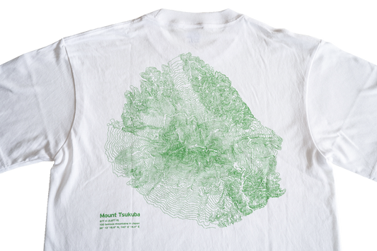 筑波山 等高線 Tシャツ 白 速乾