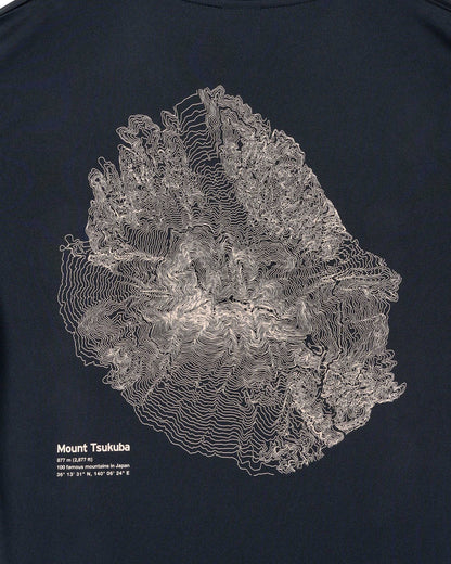 筑波山等高線Tシャツ ブラック 裏
