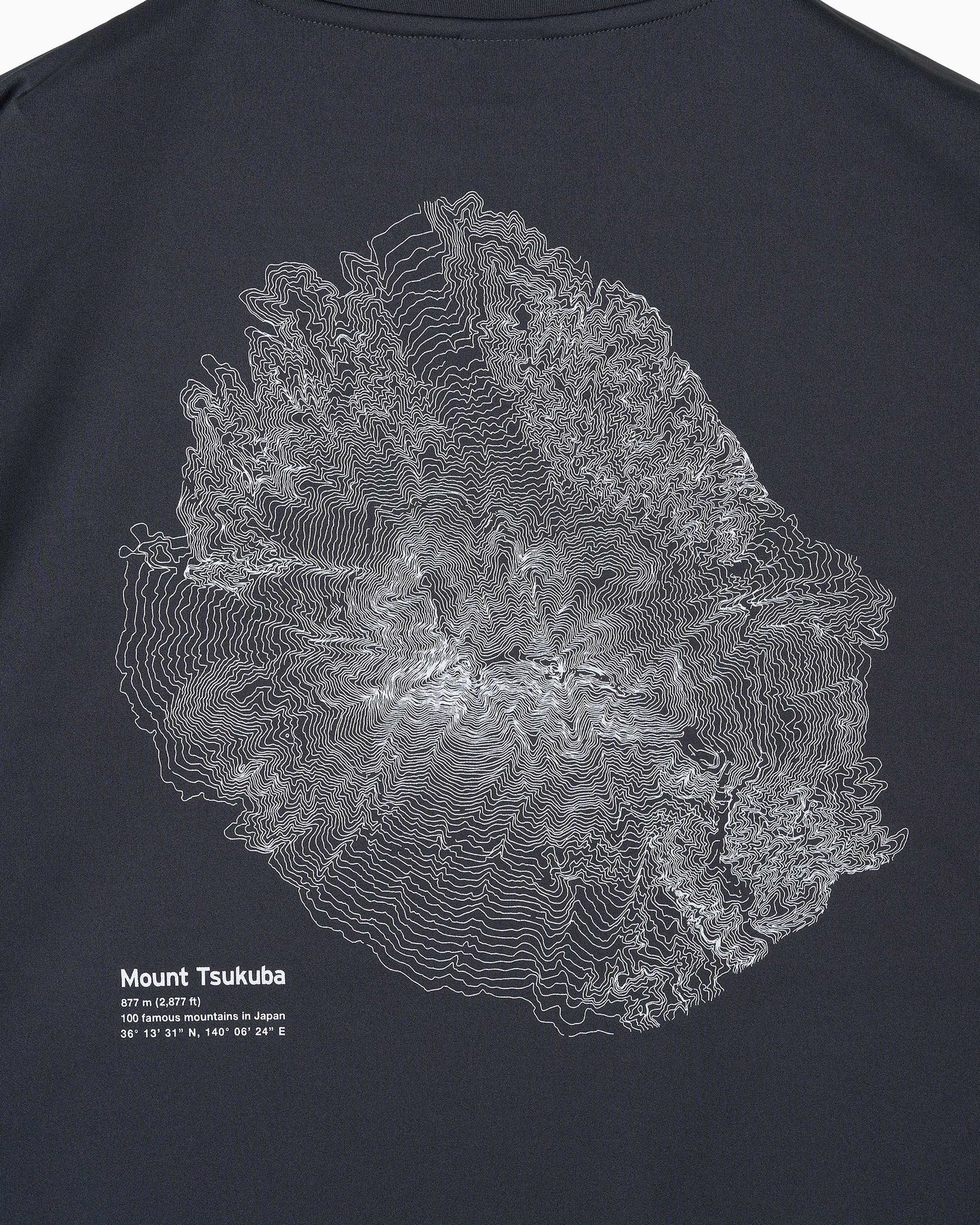 筑波山等高線Tシャツ ダークグレー 裏