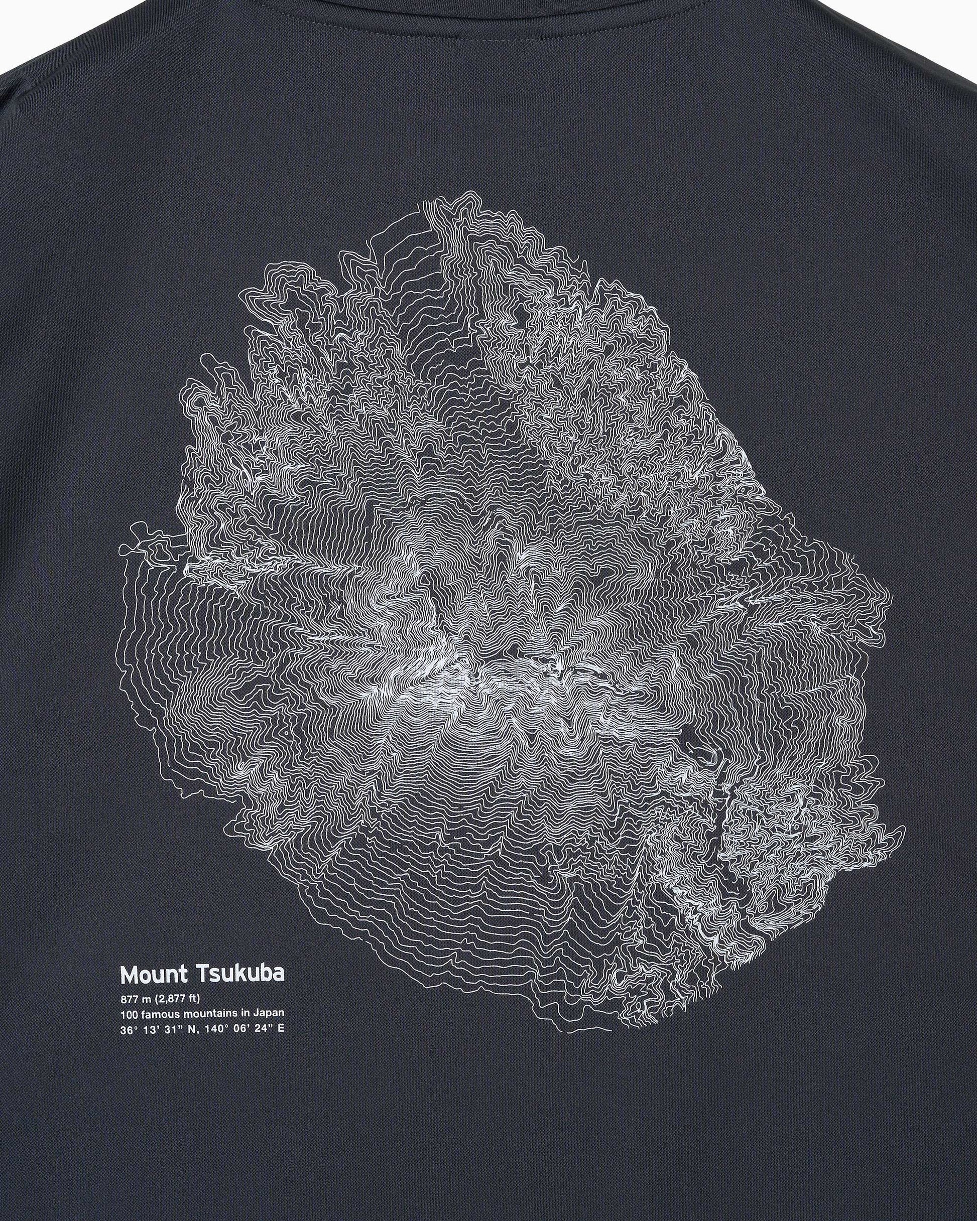 筑波山等高線Tシャツ ダークグレー 裏