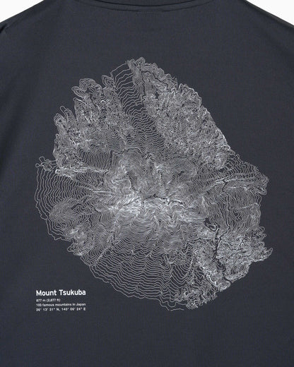 筑波山等高線Tシャツ ダークグレー 裏