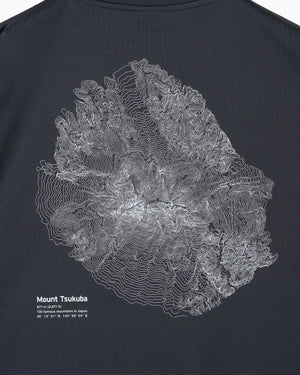 筑波山等高線Tシャツ ダークグレー 裏