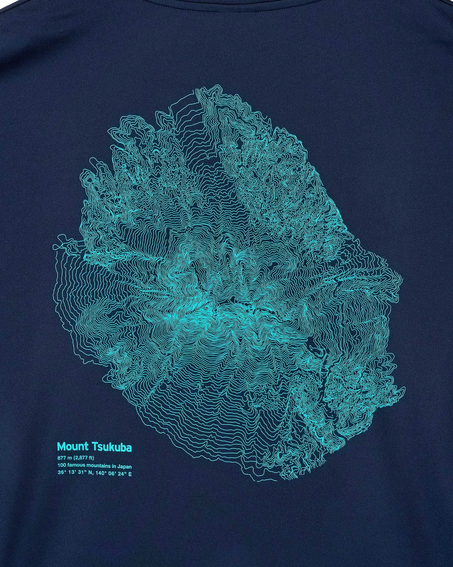 筑波山等高線Tシャツ ネイビー 裏